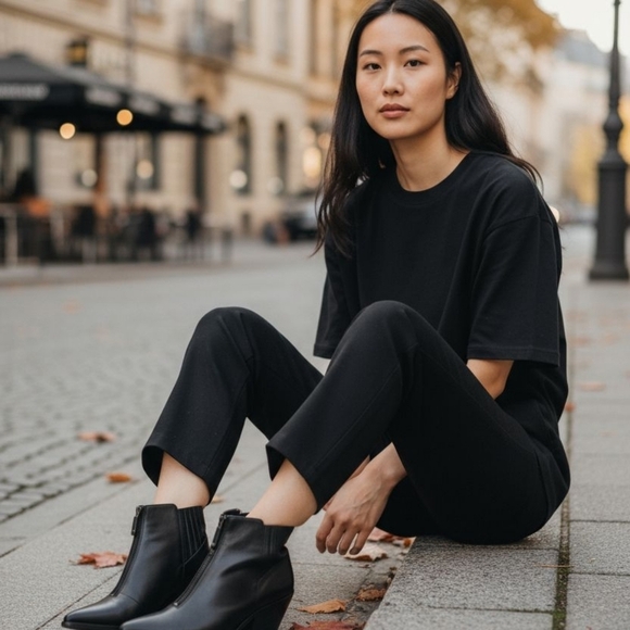 ANTHROPOLOGIE, Avec Les Fellis, Size 6.5 Zip Upp Black Leather Bootie, Euc - Picture 3 of 14